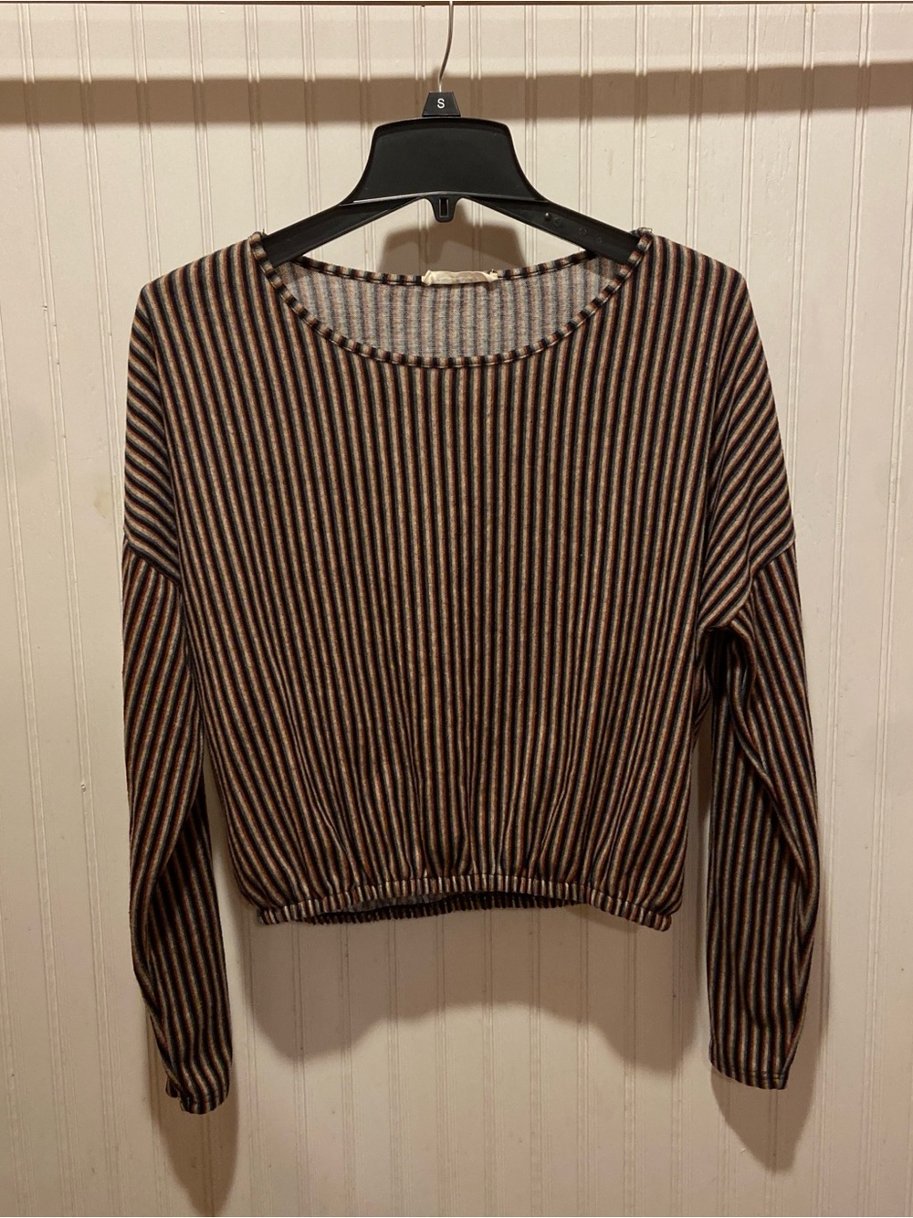 Mikey & Joey Striped Long Sleeve Cropped Top